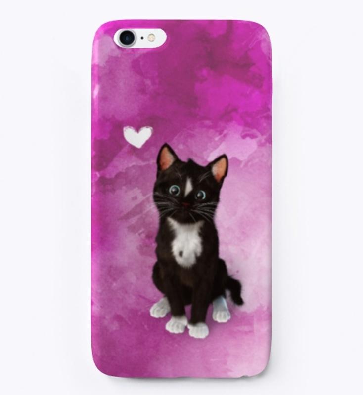 Cute Black Cat Painted Heart